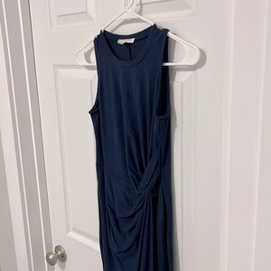 Navy, Calf-Length, Dress